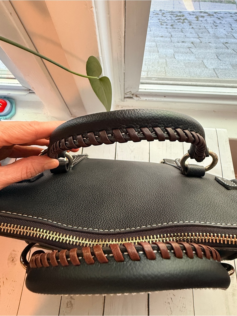 Dooney & Bourke | Black Leather Sorrento Satchel 30 - Picture 5 of 15